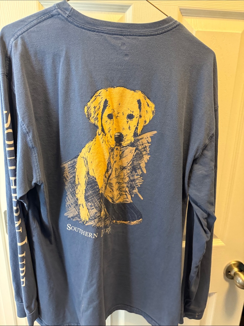 SL Logo Long-Sleeve Pocket Tee in Navy - Picture 3 of 3